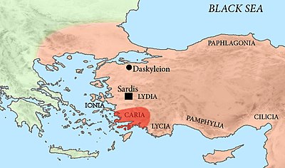 Where is the city-state of Caria located today?