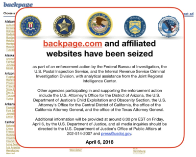 What was the charge against the former owners and executives of Backpage.com?