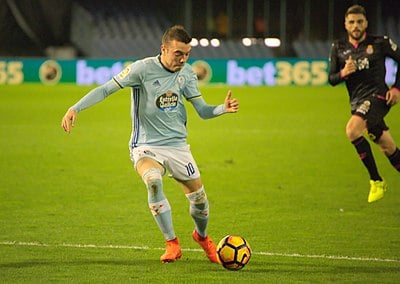 How many times Iago Aspas has been named La Liga Player of the Month till 2021?