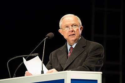 What was the reason for Jeff Sessions' recusal from investigations into Russian interference in the 2016 U.S. elections?