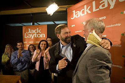 To what did Mulcair attribute his heritage during his political career?