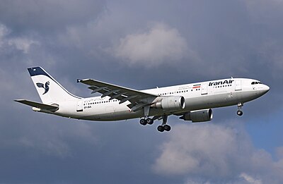 Which Iranian city is served by Iran Air as a secondary hub?