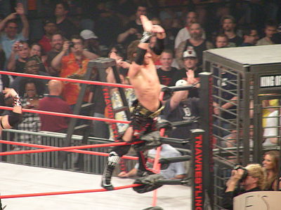 Where did Chris Sabin compete in 2005 for the Wrestling Channel's first anniversary?