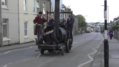 Was Trevithick's unnamed steam locomotive used in conjunction with a railway system?