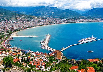 What is the area occupied by Alanya?