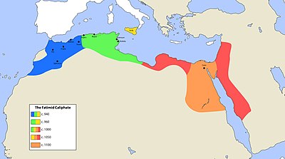 What is the area occupied by Fatimid Caliphate?