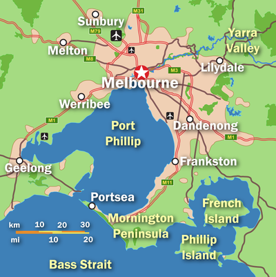 Which of the following bodies of water is located in or near Melbourne?