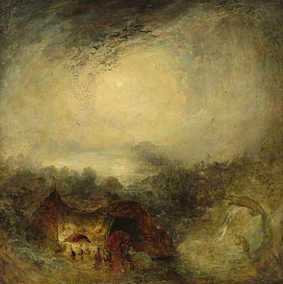 What type of landscapes were typical in J. M. W. Turner's paintings?