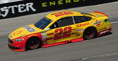What is the number of Joey Logano's Ford Mustang in the NASCAR Cup Series?