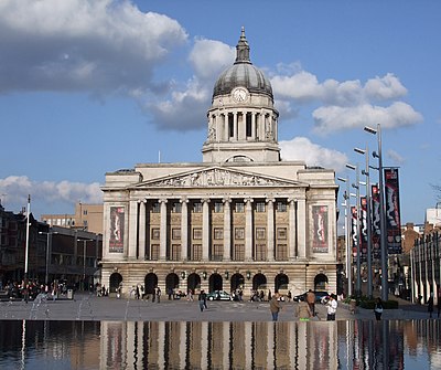 What is the name of the large public square in the center of Nottingham?