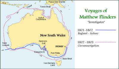 What continent did Flinders circumnavigate?