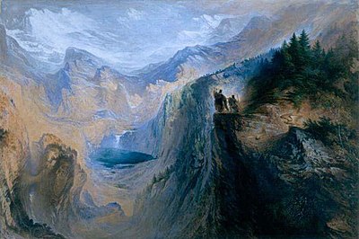 John Martin's works typically contained imposing what?