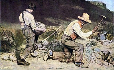 What type of scenes did Courbet often paint?