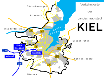 Which countries can be reached by passenger ferries operating from Kiel?