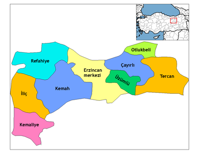 Which of these provinces is Erzincan not neighboring?