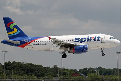 What is the color scheme of Spirit Airlines' aircraft?