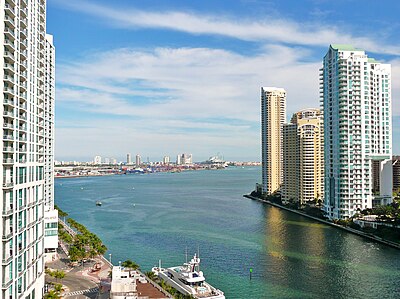 Would you happen to know which of the following bodies of water is located in or near Miami?