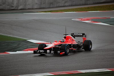 In which year did Marussia F1 Team score its first championship points?