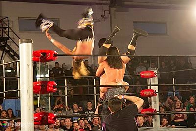 In which year did The Young Bucks first hold the ROH World, PWG World, and IWGP Junior Heavyweight Tag Team Championships simultaneously?