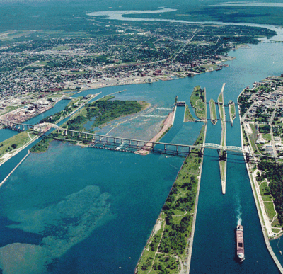 What is the name of the former Ontario Secondary Highway on the Ontario side of the Sault Ste. Marie International Bridge?