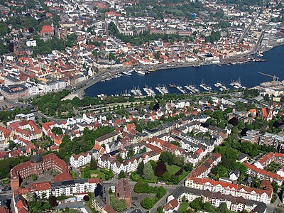 What is the main shopping street in Flensburg?