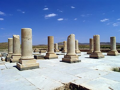 What is the primary material used in Pasargadae's construction?