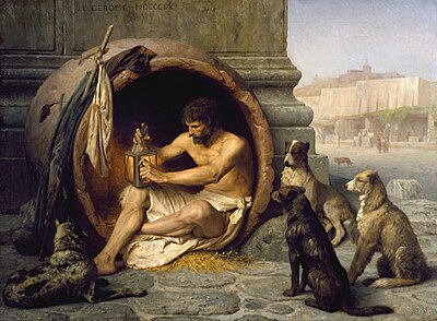 Who's interpretation of Socrates did Diogenes dispute?