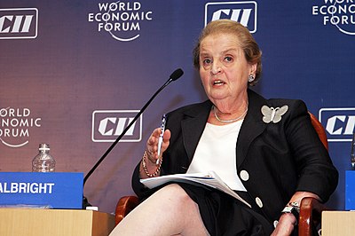 Which fields of work was Madeleine Albright active in? [br](Select 2 answers)