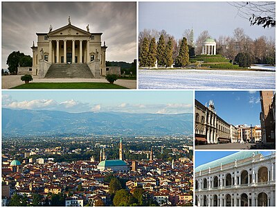 How many Palladian Villas of the Veneto are in the surrounding area of Vicenza?
