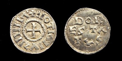 Where was a Carolingian denier of Lothair I struck after 850?
