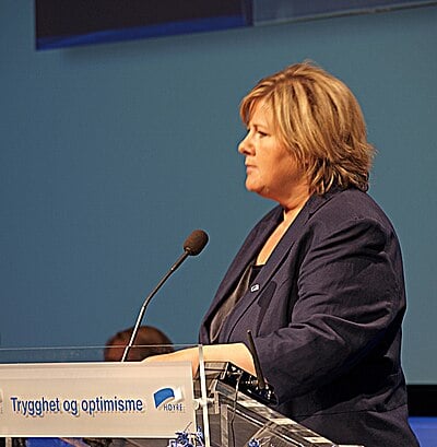 When was Erna Solberg first elected to the Storting?
