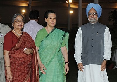 How many years did Sonia Gandhi serve as the president of the Indian National Congress?