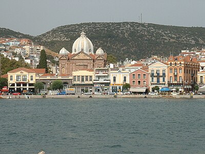 Which body of water is Mytilene's port located on?