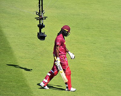 Gayle has how many International Wickets with his spin bowling?