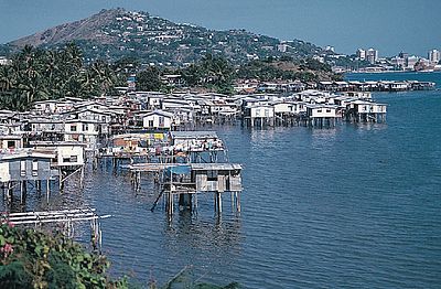 What is the geographical position of Port Moresby?
