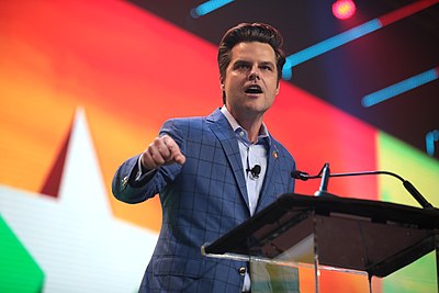 Which political figure's 2020 reelection campaign did Matt Gaetz act as a warm-up act for?