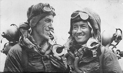 Which British-led expedition was Edmund Hillary a part of when he summited Mount Everest?