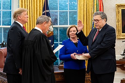 Which office did William Barr lead within the Department of Justice before becoming Attorney General in 1991?