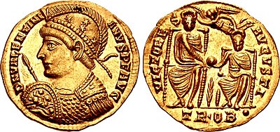 In what year was Gratian elevated to the rank of Augustus?