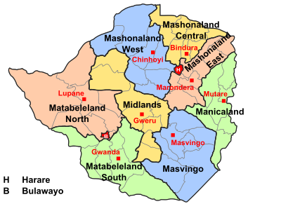 Which percentage of the area occupied by Zimbabwe is covered by water?