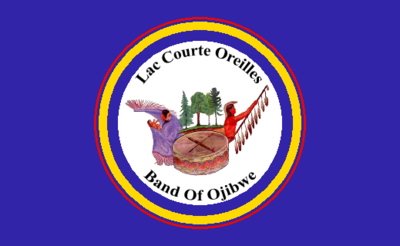 What is the name of the non-reservation city located south of the Lac Courte Oreilles Indian Reservation?