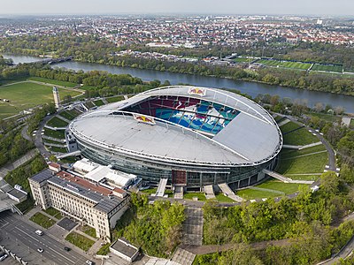 Which stadium does RB Leipzig play their home matches at?