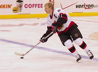 Which line was Alfredsson usually part of with the Senators?