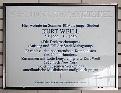 In which year was Kurt Weill born?