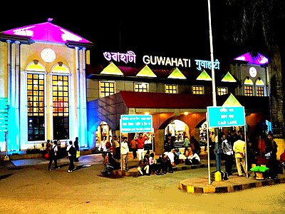 What is the name of the riverine port city in Guwahati?