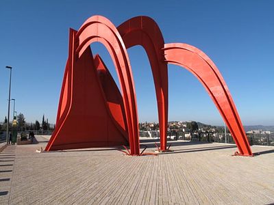 Besides sculpture, Alexander Calder was also known for what kind of large, public works?