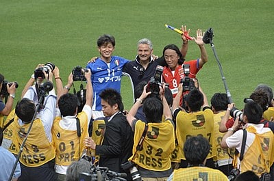 When did Kazuyoshi Miura start playing for the national team of Japan?