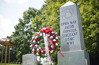 Following her service, where did Opha May Johnson continue to contribute?