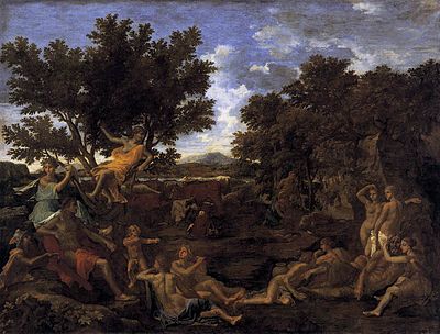 Poussin developed his individual style in what type of scaled paintings?