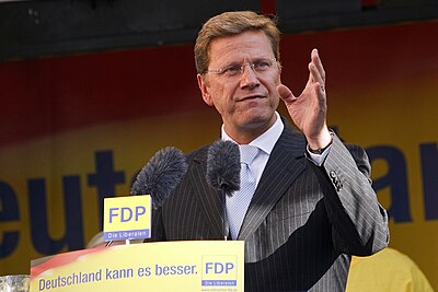 What is the political leaning of the Free Democratic Party, led by Guido Westerwelle?